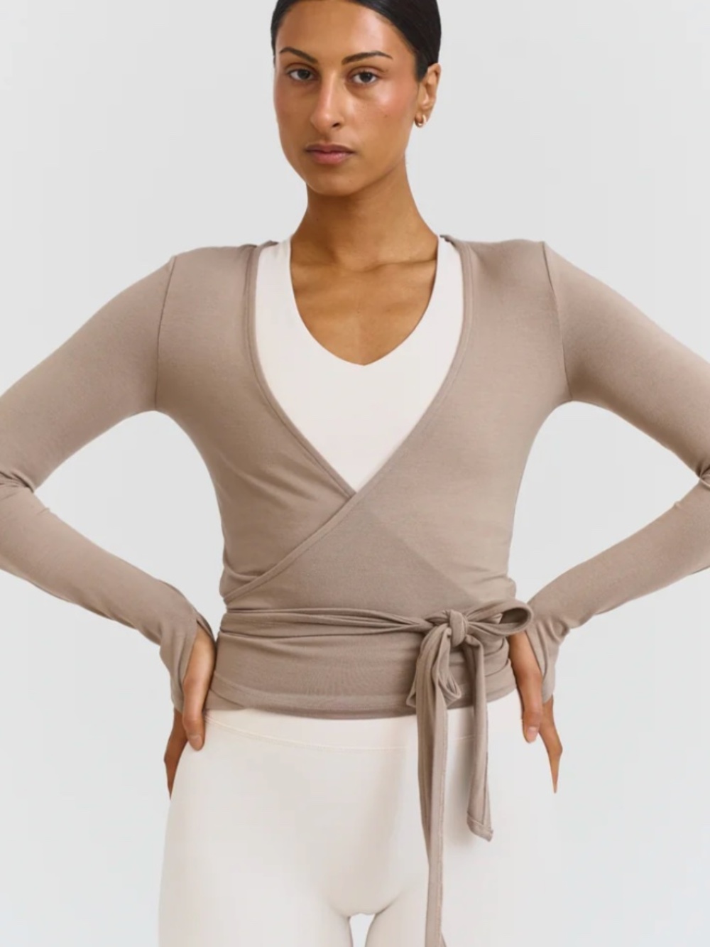 Sisterly Love Soft Ballet Wrap Top. Size M. Color Clay